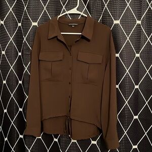 COPY - Adrianna Papell Women's Coffee Brown Button-Up Top